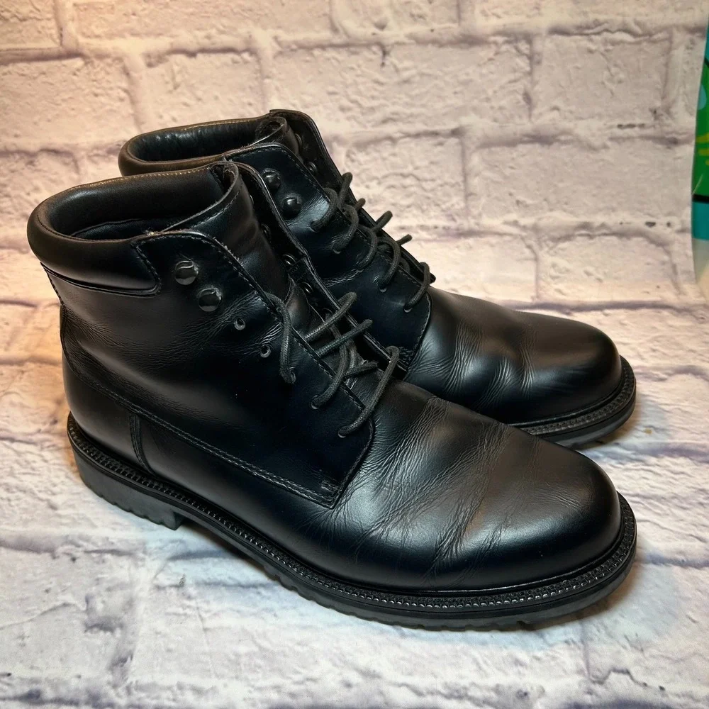 Cole Haan Chukka Boots Mens 9M Black Leather Lace Up Comfort Ankle Lug Sole READ